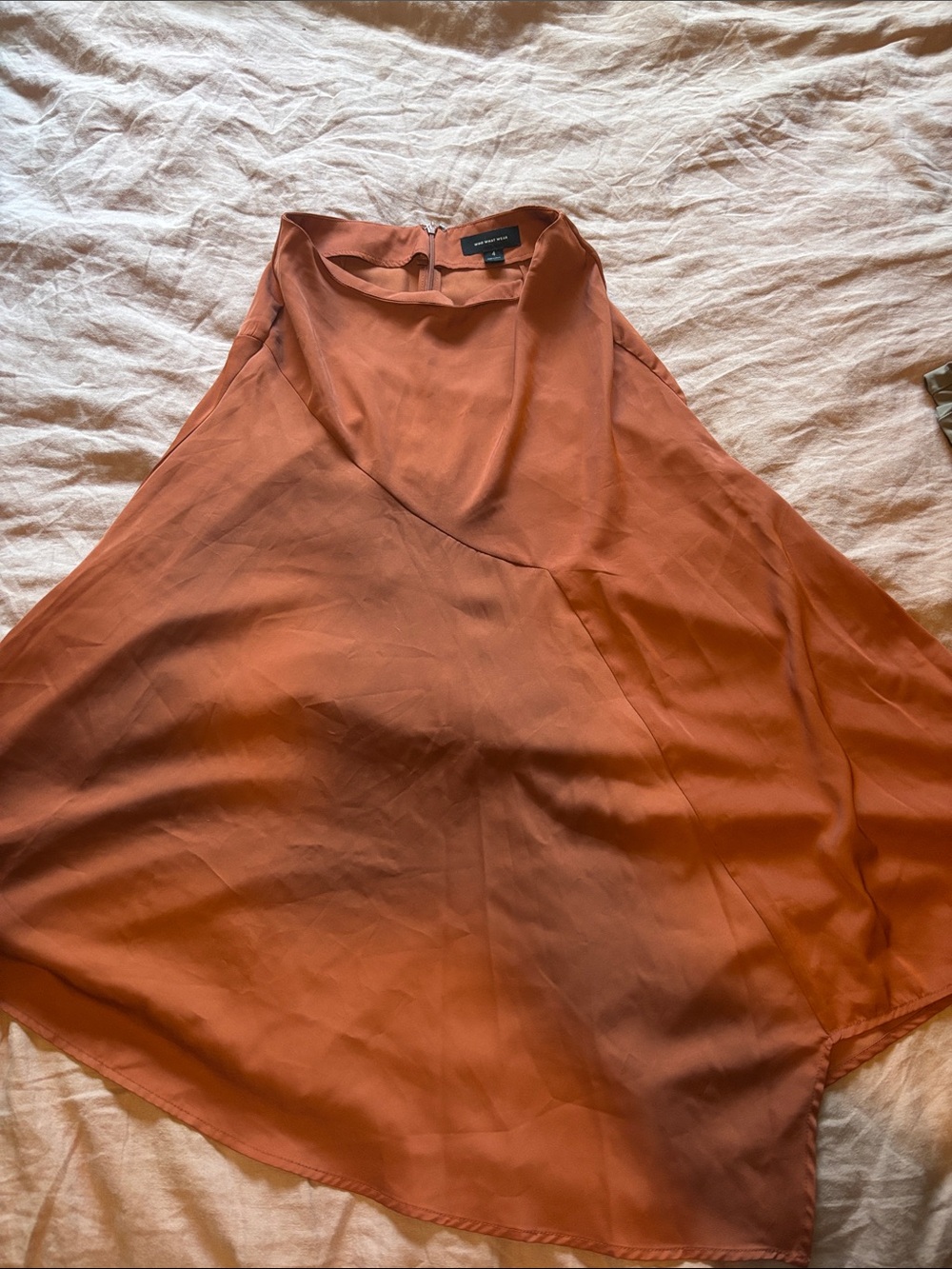 Who What Wear Rust Asymmetrical Satin Skirt